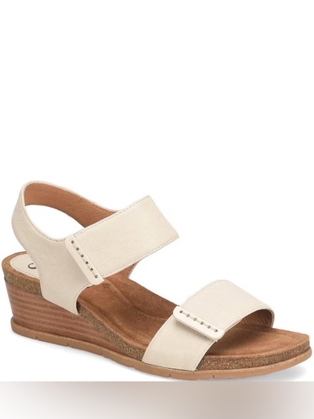 Sofft Verdi II Adjustable Leather Wedge Sandals Tapioca Women 8M EUC Summer Pool